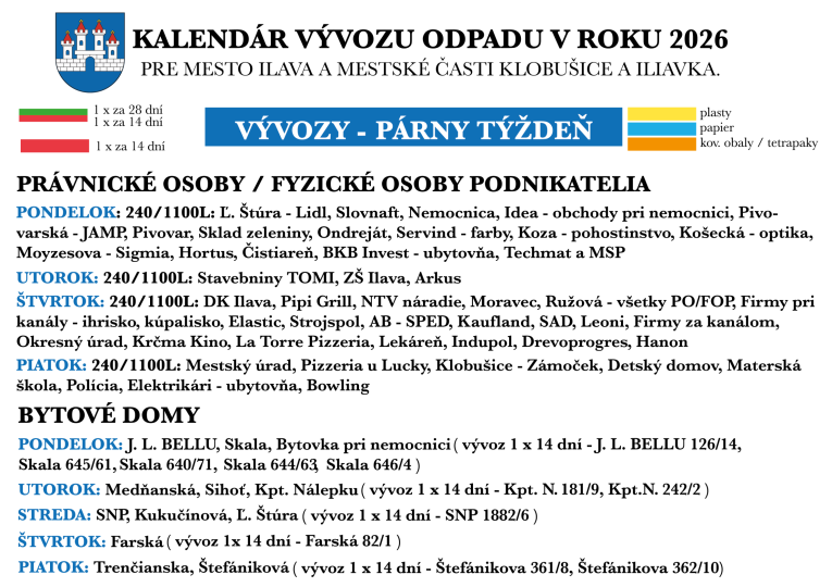 Kalendár zberu 2026