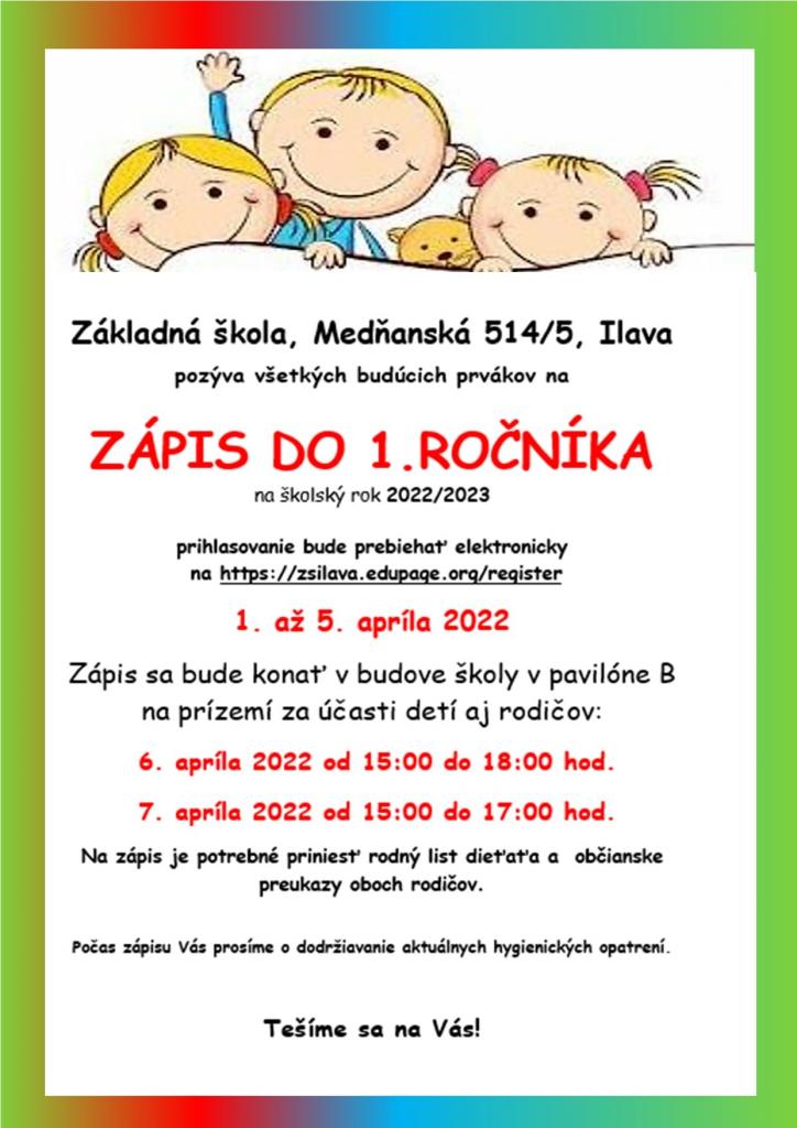 Zápis do 1. ročníka