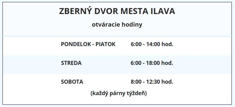 OTVÁRACIE HODINY ZBERNÉHO DVORA