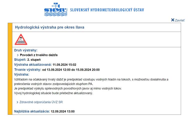 Výstraha SHMU
