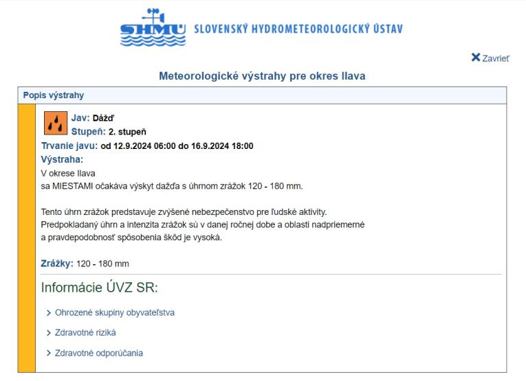 Výstraha SHMU