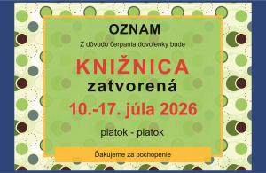 Oznam o čerpaní dovolenky v knižnici 1