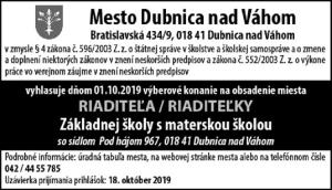 Vyhlásenie výberového konania 1