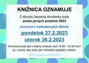 Knižnica počas jarných prázdnin